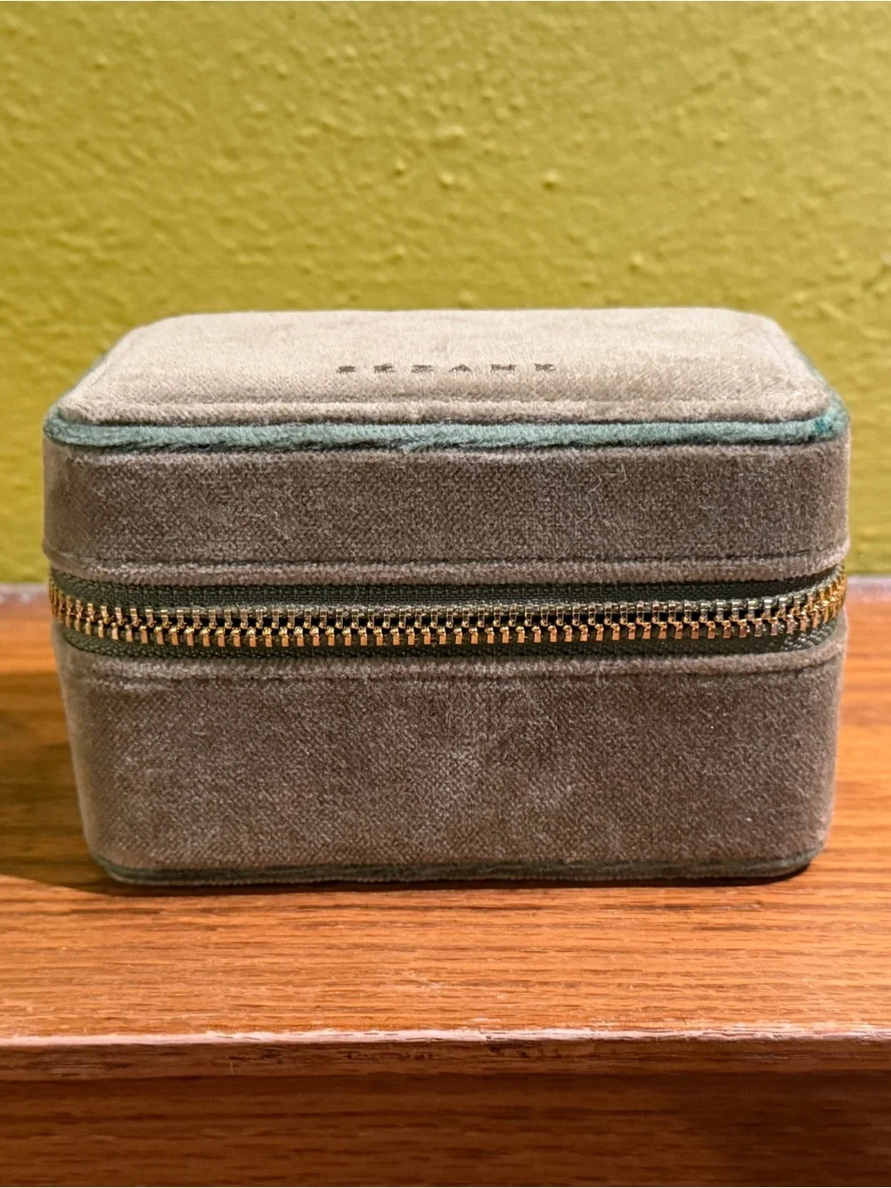 Sezane Green Velvet Jewelry Case
